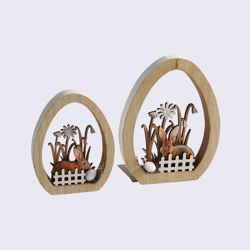 Wooden Easter Eggs And Rabbit Ornaments Decoration
