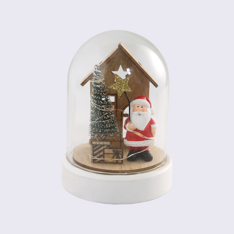 Santa Claus Christmas Tree Gift House Light Wire Glass Cover Craft Decoration
