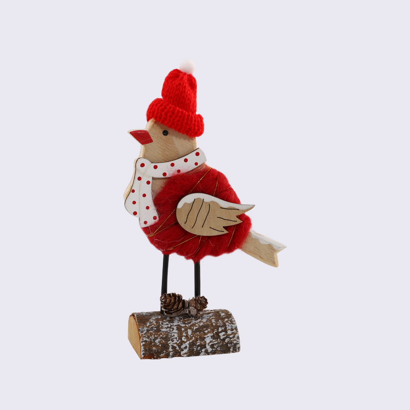 Pine Cone Stakes Around Wool Christmas Bird Wooden Creative Ornaments