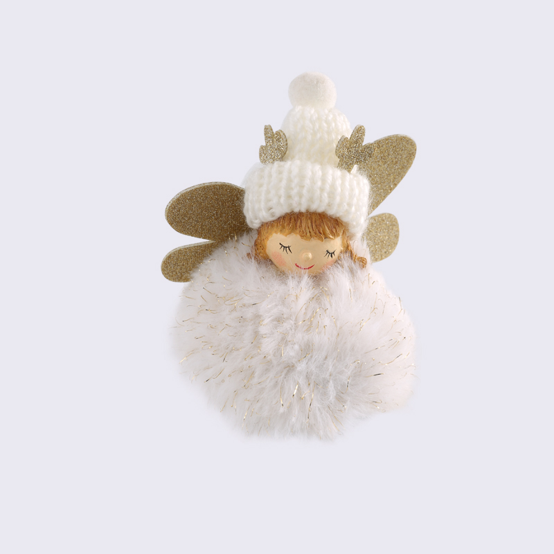 Fairy Tale Closed Eyes Wishing Angel Fur Ball Pendant