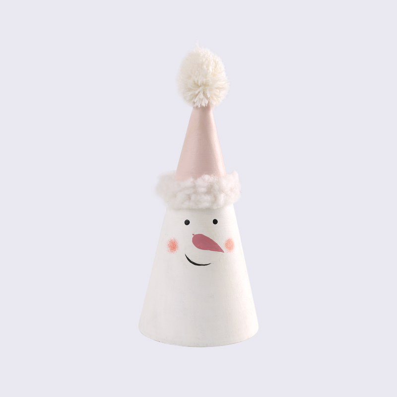Christmas Pink Plush Ball Hat Car Wooden Snowman Ornament Decoration