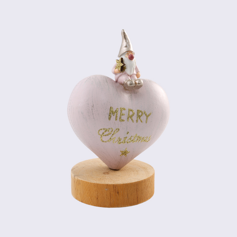 Creative Laminated Santa Claus And Heart Wooden Painted Crafts