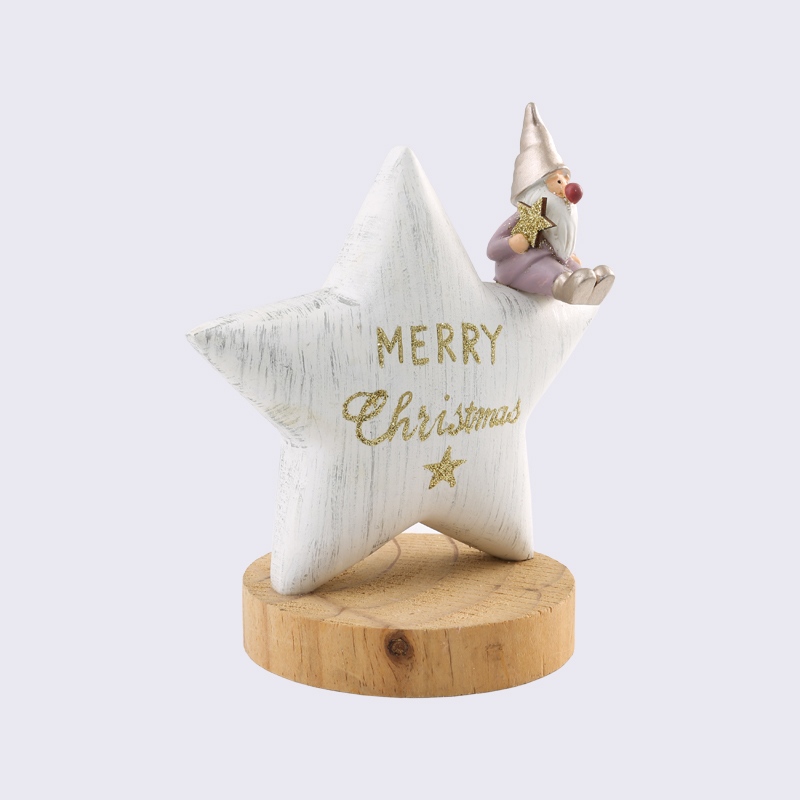 Creative Laminated Painted Santa Claus And Stars Wooden Ornaments