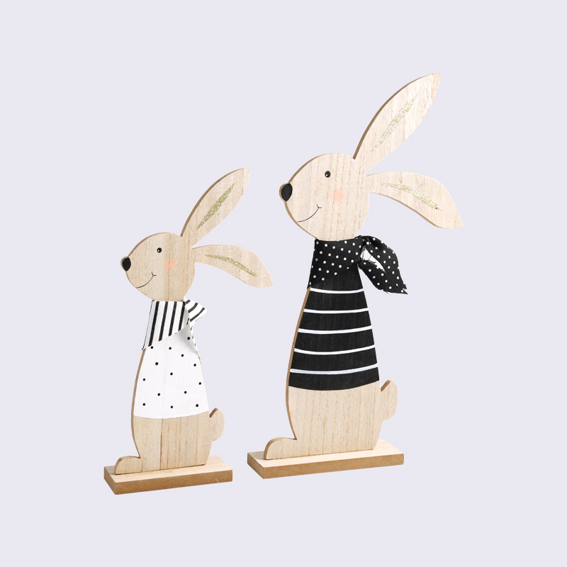 Wooden Easter Bunny Stand-Up Handicraft Ornaments
