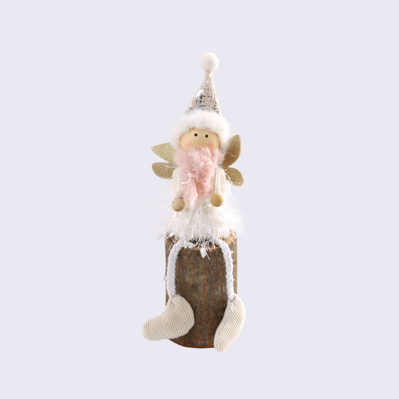 Christmas Fairy Pink Cute Dreamy Fairy Angel Sitting On Tree Stump