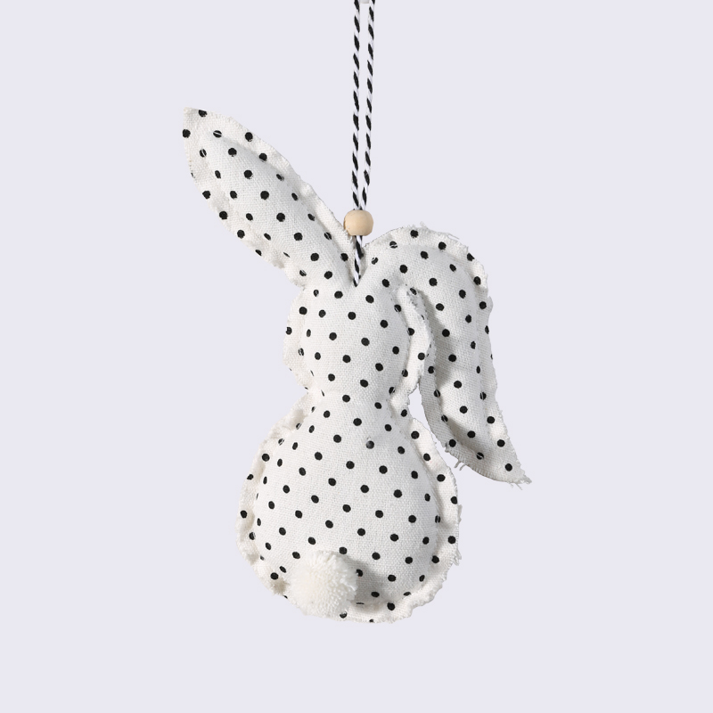 Fabric Easter Striped Polka Dot Black And White Color Matching Rabbit Cloth Pendant