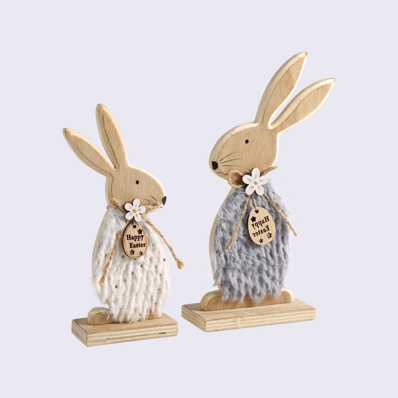 Wooden Easter Bunny Sticking Hair Stand Ornaments