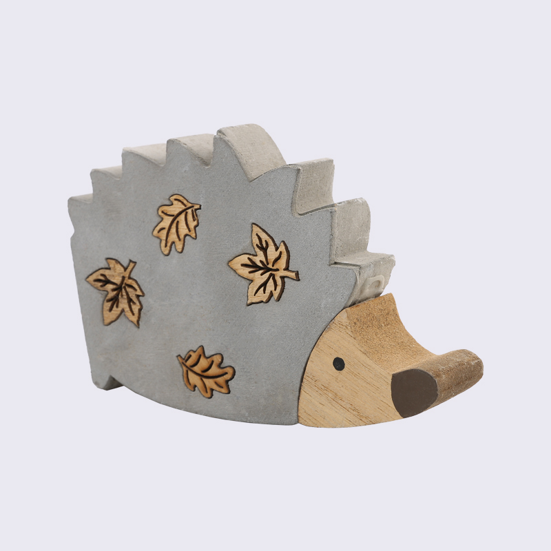 Harvest Festival Maple Leaf Decoration Cement Hedgehog Wooden Ornaments