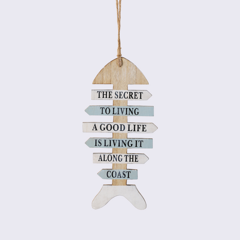 Wooden Fish Bone Character Decoration Pendant