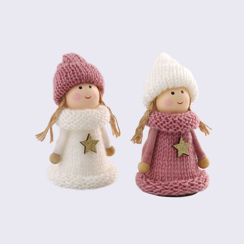 Knitted Wooden Girl Woolen Handicraft Ornament Decoration