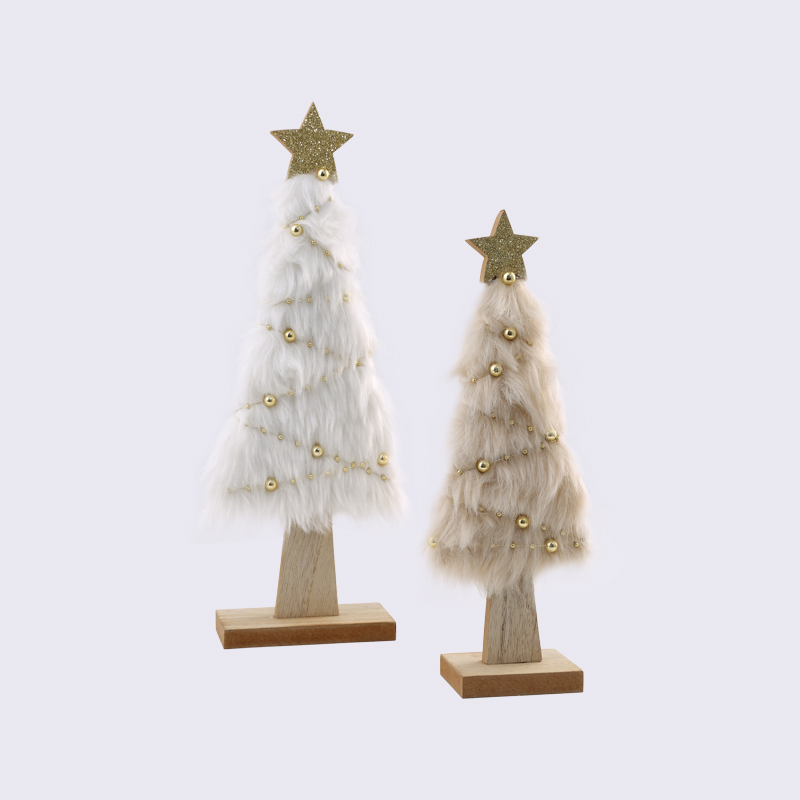 Plush Creative Beads Decoration Wrapped Wool Christmas Tree Ornaments
