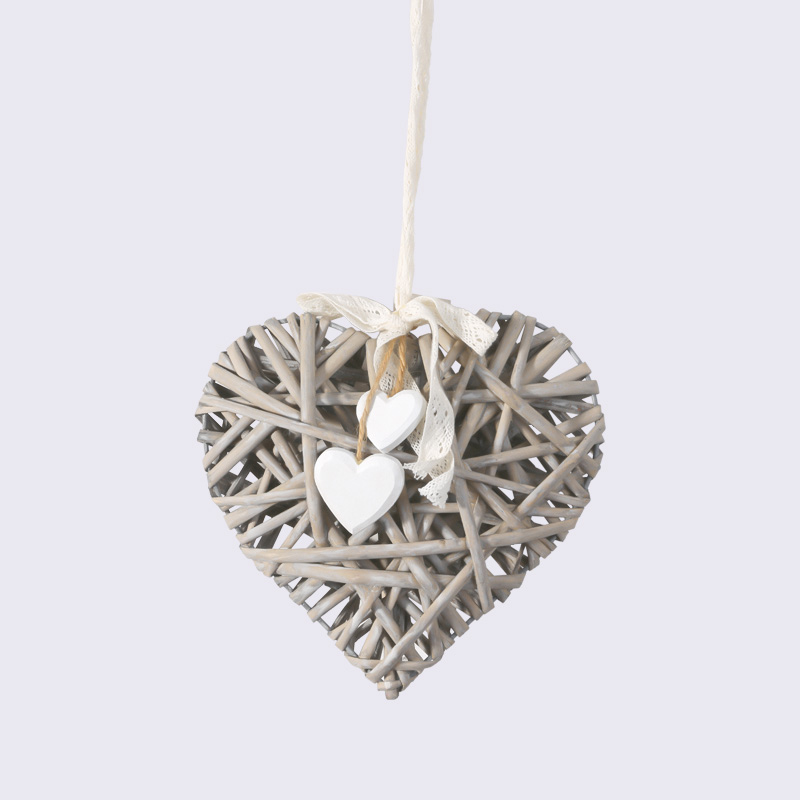 Wicker Woven Gray Love Creative Home Handmade Peach Heart Pendant