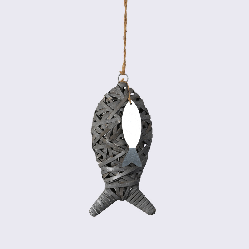 Grey Creative Wicker Fish Pendant Pendant