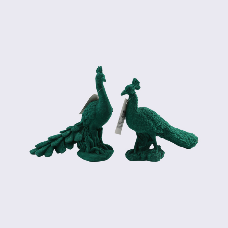 Green Resin Flocking Luxury Peacock Ornaments