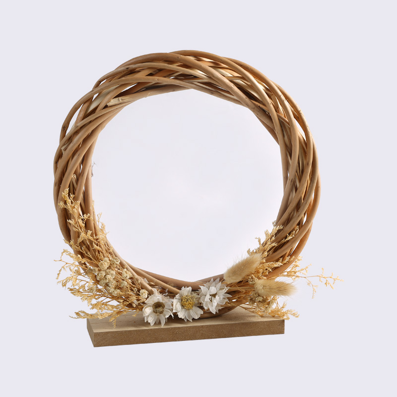 Wicker Woven Crafts Garland Round Dried Flowers Home Decoration Ornaments