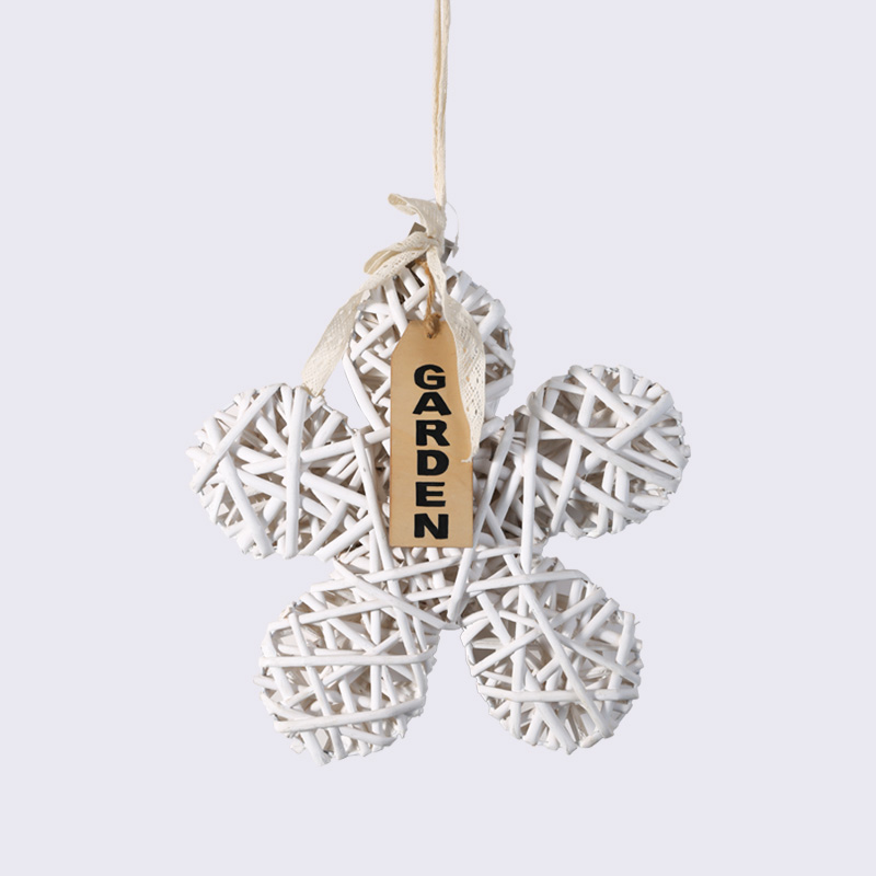 Wicker Woven Flower Shape Pure White Home Pendant